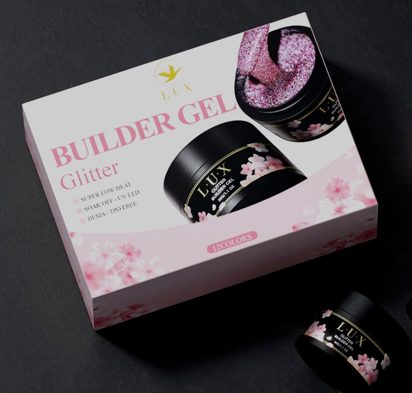 LUX GLITTER COLLECTION BUILDER GEL SET 12 COLORS 30ML