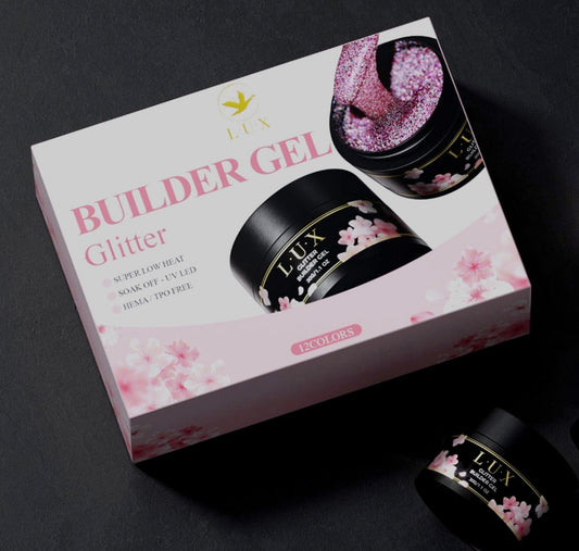 LUX GLITTER COLLECTION BUILDER GEL SET 12 COLORS 30ML