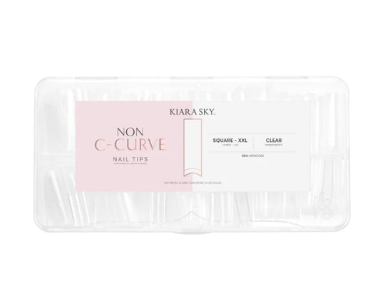 Non C-Curve Nail Tips XXL - Square - Clear
