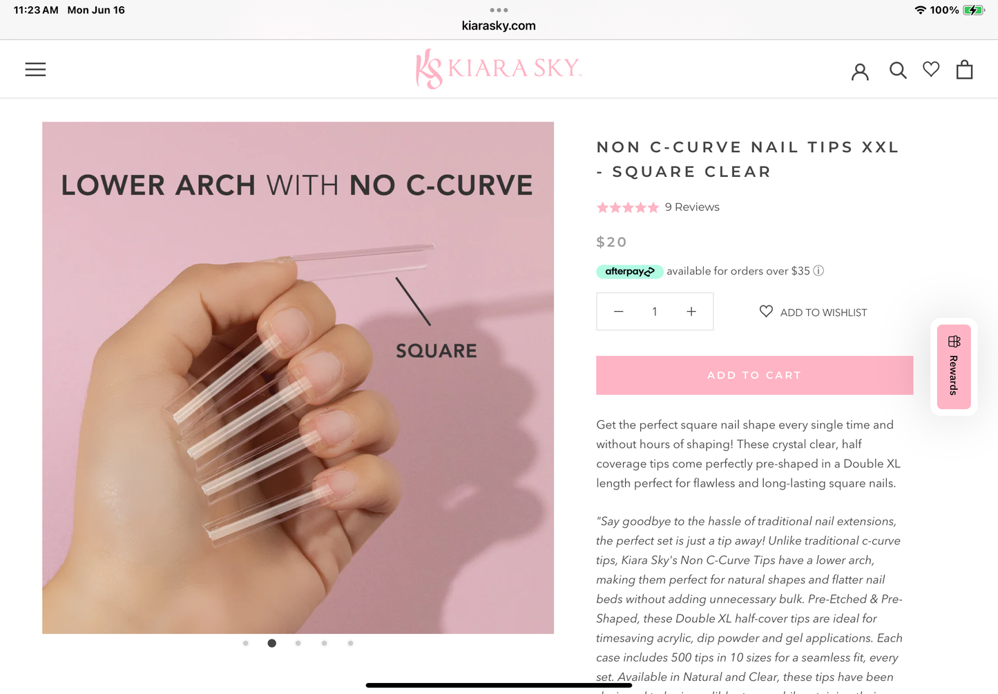 Non C-Curve Nail Tips XXL - Square - Clear