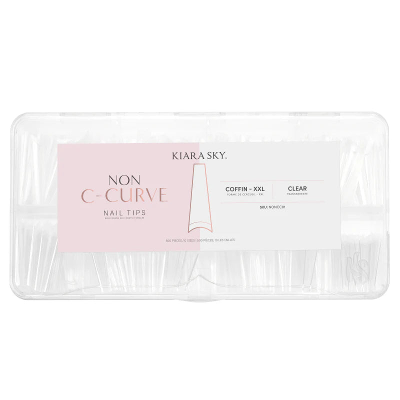 Non C-Curve Nail Tips XXL - Coffin - Clear