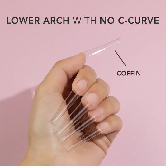 Non C-Curve Nail Tips XXL - Coffin - Clear