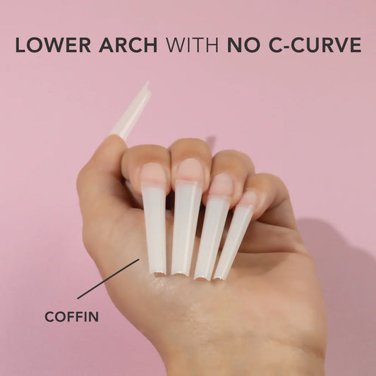 Non C-Curve Nail Tips XXL - Coffin - Natural