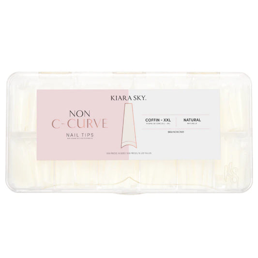 Non C-Curve Nail Tips XXL - Coffin - Natural