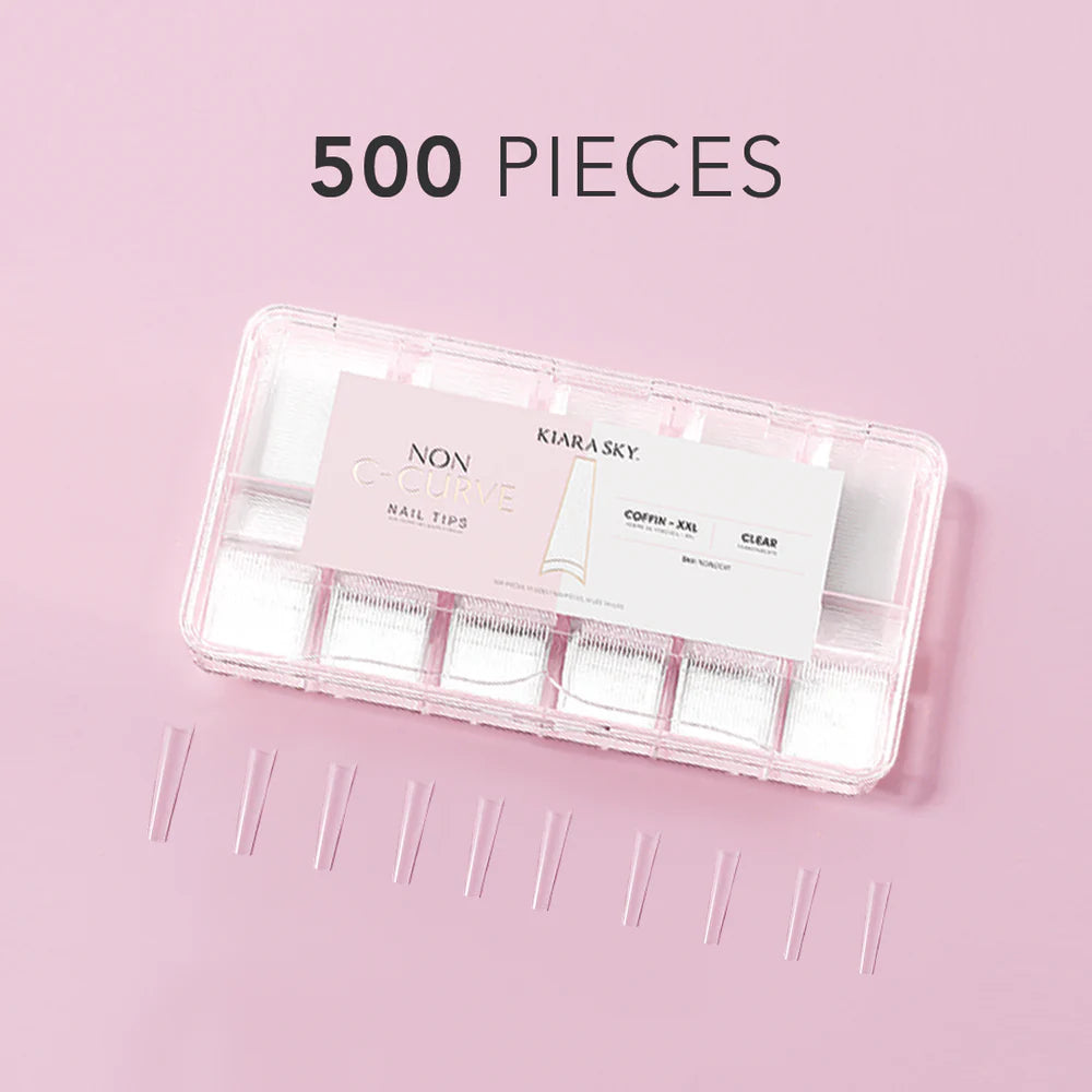 Non C-Curve Nail Tips XXL - Coffin - Clear